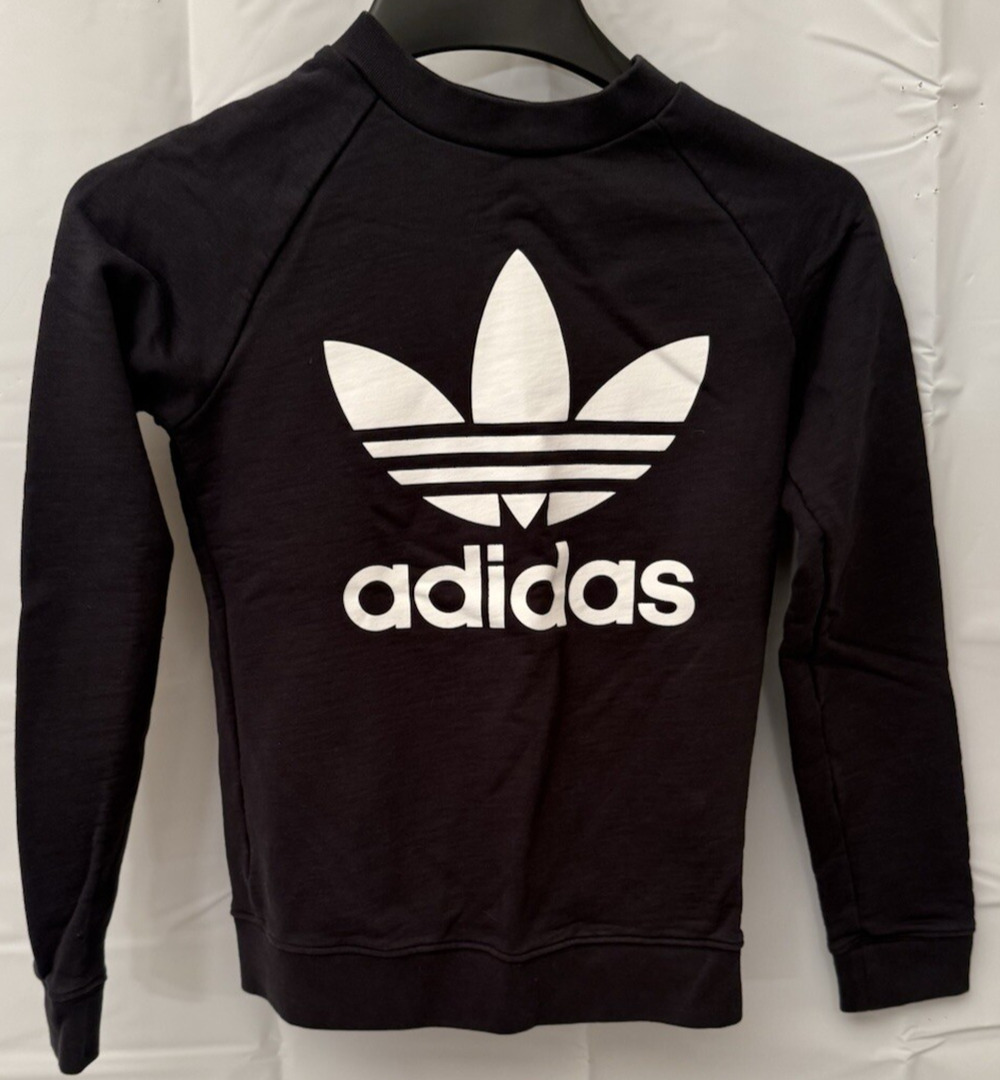 Adidas Crewneck Sweatshirt Women's XXS Black With White Trefoil Logo